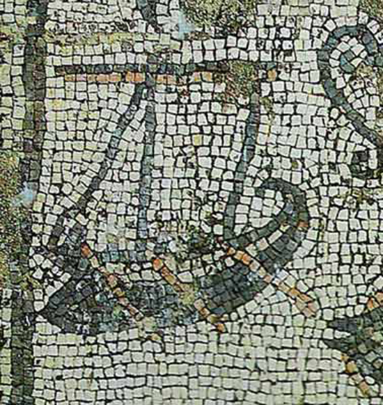 Mosaic of a fishing boat found during excavations in the 1970's was in a 1st century AD Magdala home