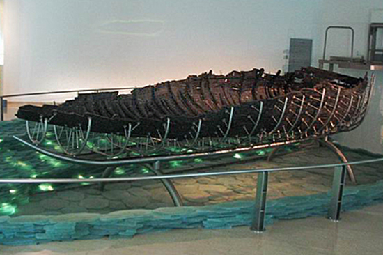 The "Jesus Boat" preserved in the Yigal Alon Museum in Ginosar