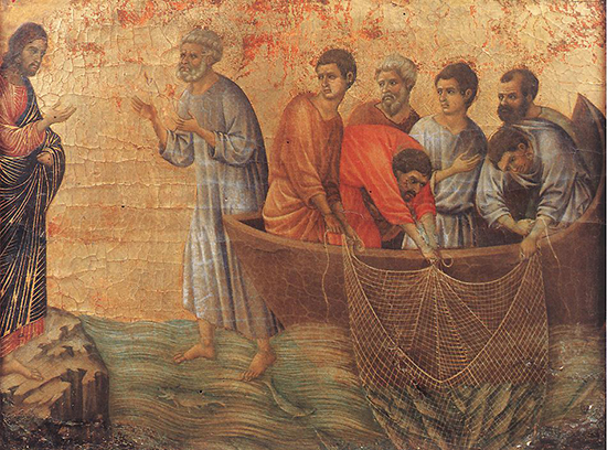 The calling of Simon Peter, the Fisherman by Duccio di Buoninsegna, Museo dell'Opera del Duomo, Siena, Italy