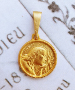 18K Gold Vermeil Saint Mary Magdalene Medal - 17mm