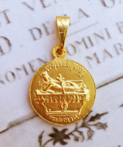 18K Gold Vermeil Saint Mary Magdalene Medal - 21mm