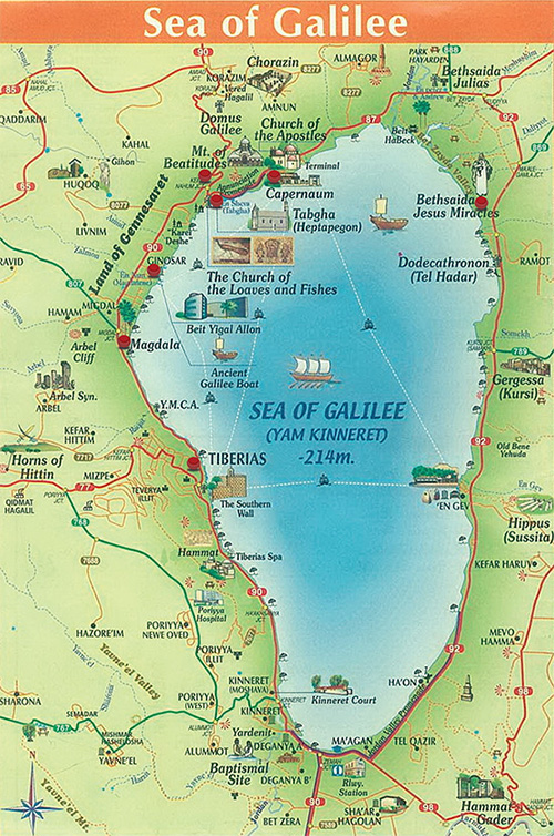 It was just off the shore of GINOSAR, the town a few miles north of MAGDALA, where Moshe and Yuval Lufan discovered the "Jesus Boat" in the muddy waters of the Sea of Galilee.