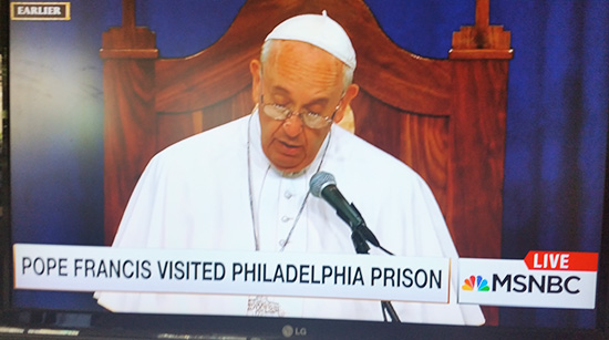 Pope Francis speaking at Curran-Fromhold Correctional Facility
