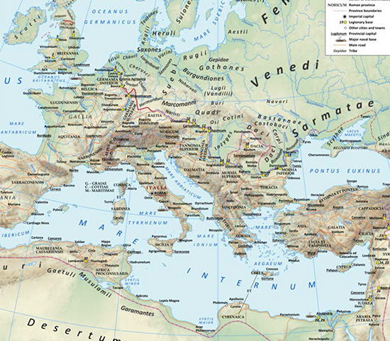 MAP of the Roman Empire in 125 AD
